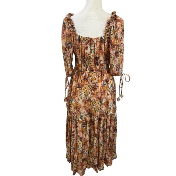 En Saison Women's Medium Candela Floral Square-Neck Ruffle-Tier Midi Dress NWT - Picture 7 of 11